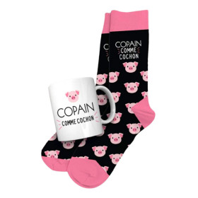Coffret Cadeau Mug et Chaussettes - Copain comme Cochon