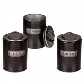 Lot de 3 Boîtes en Métal - Sugar Coffe Tea