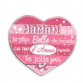 Magnet en Bois avec Citation - Maman tu es la plus Belle...