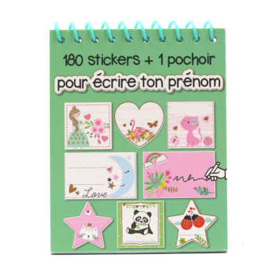 Carnet Stickers et Pochoirs Personnalisables Fille - couleur Vert Clair