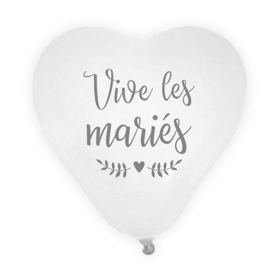 Lot de 8 Ballons Coeur - Vive les Mariés