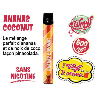Ananas Coconut 0% Nicotine - E-Cigarette Jetable Liduideo Wpuff