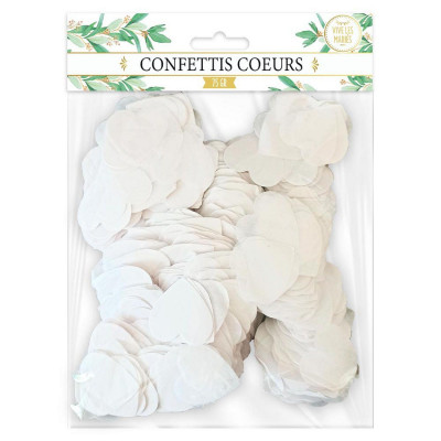Confettis en Forme de Coeur Blanc 75 g