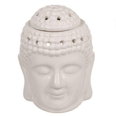 Brûle Parfum en Céramique - Bouddha Blanc 12 cm