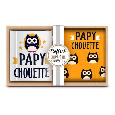 Coffret Mug et Chaussettes - Papy Chouette