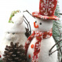 Bonhomme de Neige avec Lutin sur Tronc Déco de Noël 40 cm