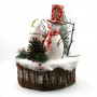 Bonhomme de Neige avec Lutin sur Tronc Déco de Noël 40 cm