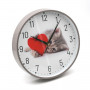 Horloge Silencieuse motif Chat avec Coeur 24 cm