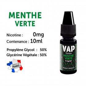 Vap Nation lot de 5 liquides - Menthe Verte 0 mg