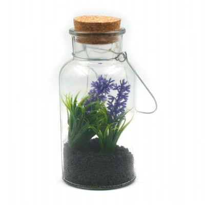 Plante Fleurie de décoration dans pot en verre avec LED