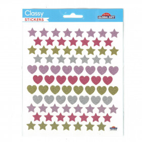 Stickers effet pailleté GLOBAL GIFT Classy 211 013 - Coeurs et Étoiles