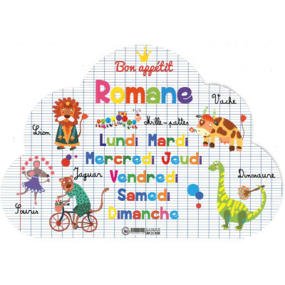 Romane - Set de table prénom éducatif pour enfant