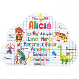 Alicia - Set de table prénom éducatif pour enfant