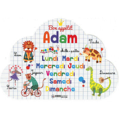 Adam - Set de table prénom éducatif pour enfant