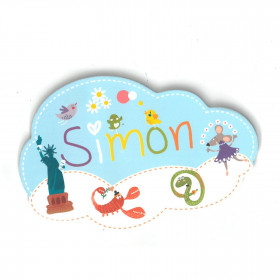 Simon - Plaque de porte Nuage pour enfant