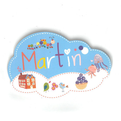 Martin - Plaque de porte Nuage pour enfant