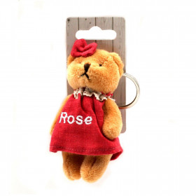 Porte-clés peluche avec broderie prénom Rose