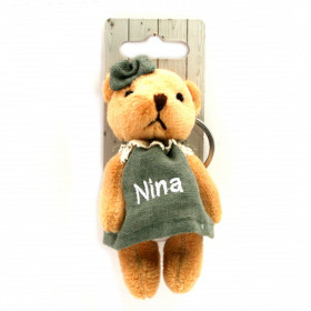 Porte-clés peluche avec broderie prénom Nina