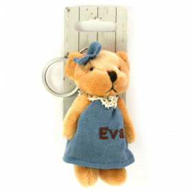 Porte-clés peluche avec broderie prénom Eva