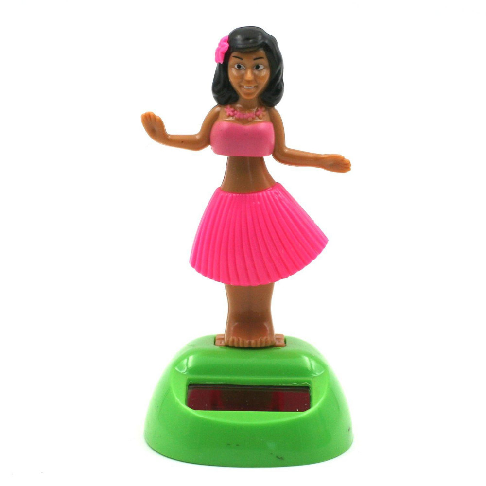 Figurine Solaire  Danseuse Hawaïenne mobile couleur rose