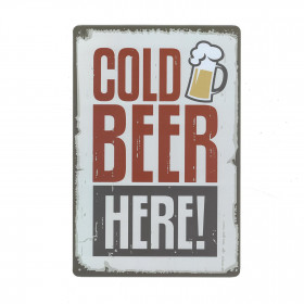 Plaque Vintage - Cold Beer Here