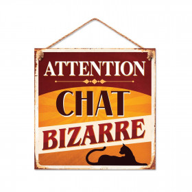 Plaque Métal Chat Bizarre 20 x 20 cm