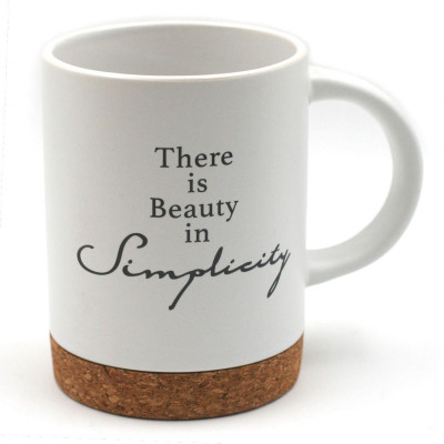 Mug en faïence "There is beauty in simplicity" blanc