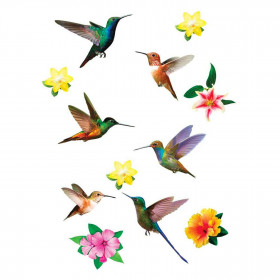 Stickers Oiseaux Colibris et Fleurs Exotiques