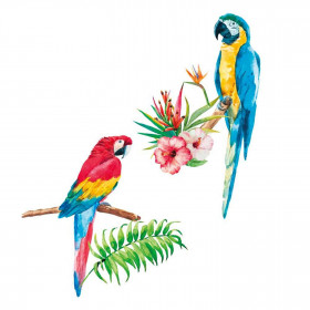 Sticker - Perroquets et fleurs Sauvages 