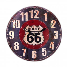 Pendule Route 66 Bleu/Rouge 40x40