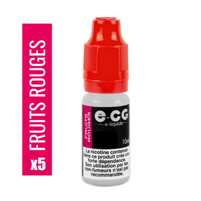 Boite de 5 flacons de liquide E-CG | Goût Fruits Rouges 3 mg/ml