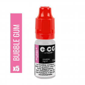 Boite de 5 flacons de liquide E-CG | Goût Bubble Gum 6 mg/ml