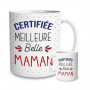 Mug humoristique de couleur blanche ''Certifiée meilleure belle maman''