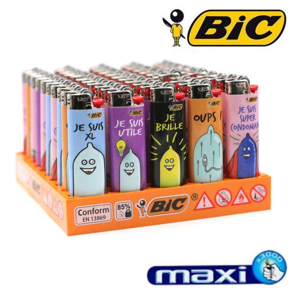 Lot de 50 Briquets BIC MAXI J26 - Condom Power