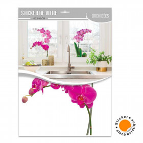 Sticker Vitre Orchidées - électrostatique