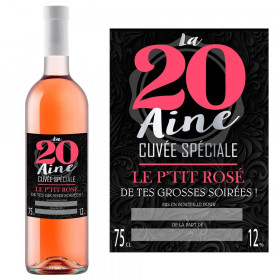 Bouteille Humoristique de Vin Rosé à offrir - 20 aine