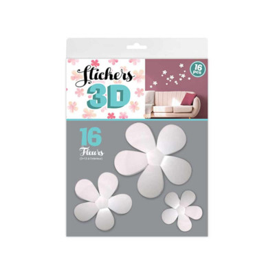 STC - Stickers 3D Fleurs ? Couleur Blanc