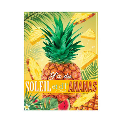 STC - Plaque Métal 30 cm x 40 cm ? Soleil Ananas