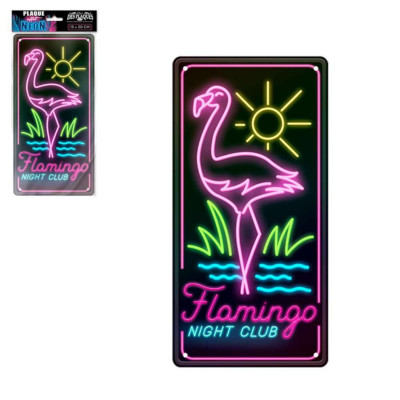 Plaque Déco Effet Néon 15x30 cm ? Flamingo Night Club