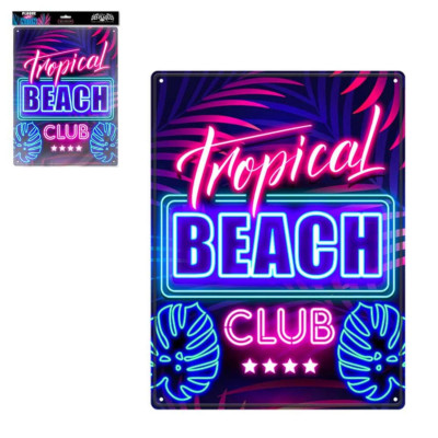 Plaque Déco Effet Néon 40x30 cm ? Tropical Beach Club