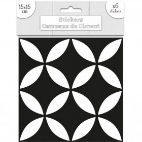 Lot de 6 Stickers Carreaux de Ciment - Noir Motif 4
