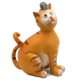 Sujet décoratif chat et souris - Hauteur 19 cm