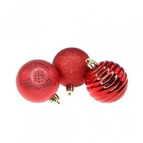 Lot de 3 Boules de Noël de Couleur Rouge - Decoration Noël