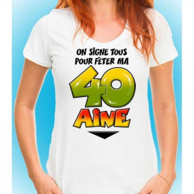 T-Shirt Anniversaire à Signer + Marker - 40 Ans