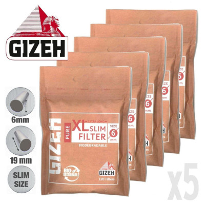5 Sachets de Filtres Biodégradables XL Slim - GIZEH