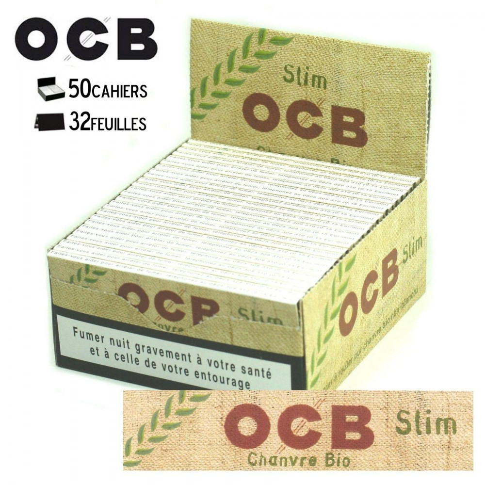 OCB Slim - Boite de 50 Paquets de Feuilles à Rouler OCB Non-Blanchi