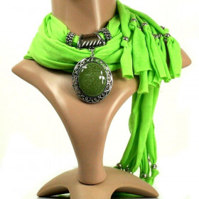Echarpes Bijoux - Echarpe Verte avec Bijou Vert