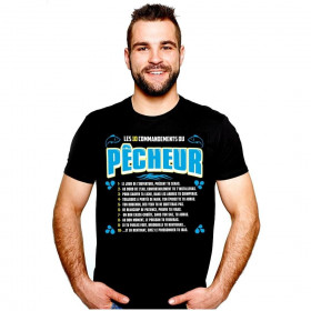 T-Shirt Noir - Les 10 Commandements du Pêcheur