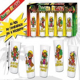 Pack de 5 Verres Rasta + Jeu à Boire - Rasta Fiesta