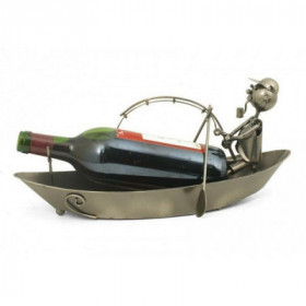 Porte bouteille métal barque de pêcheur, article cadeaux et de décoration